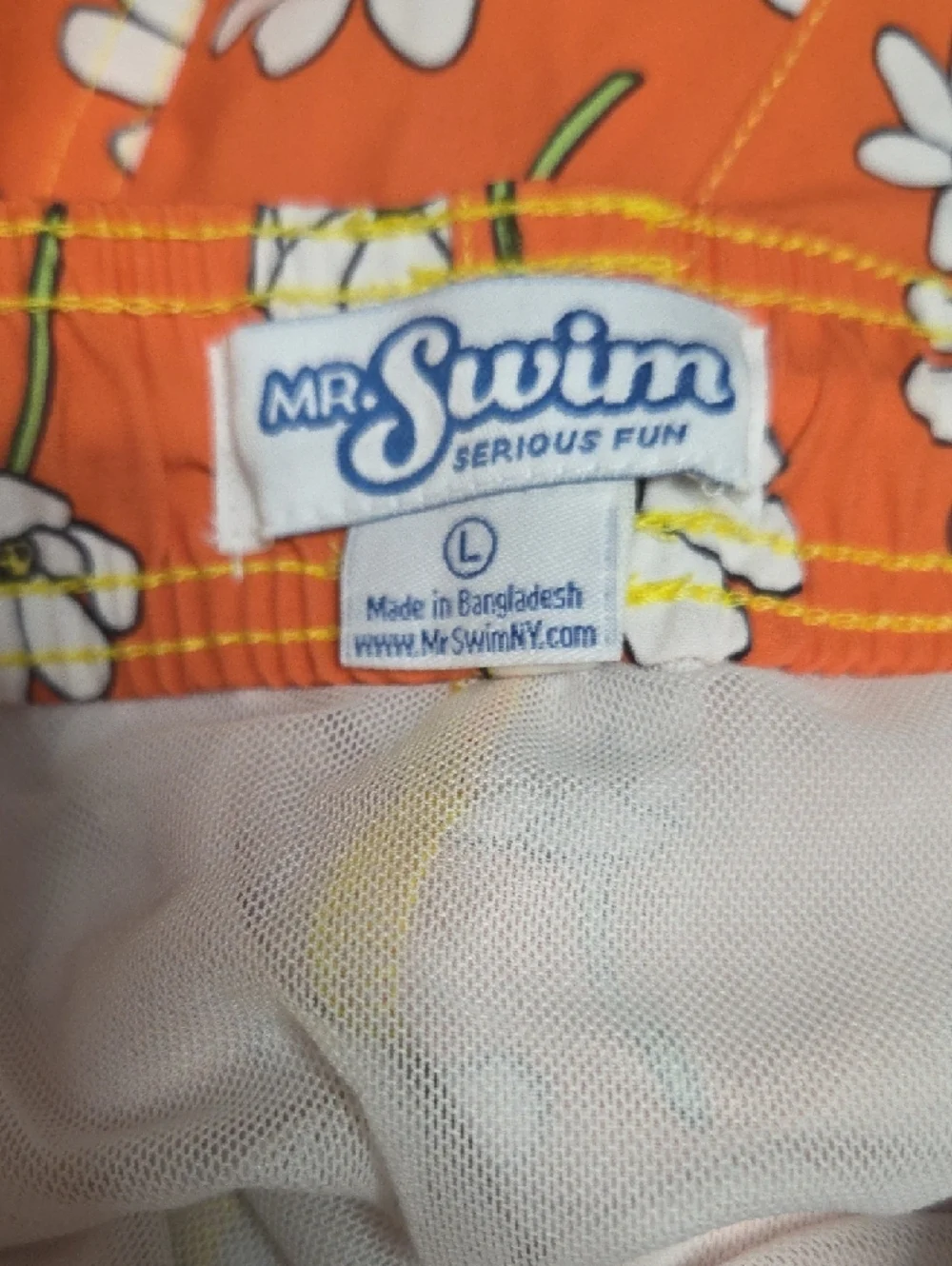 NWT Mr. Swim Scattered Daisies Floral Swim Trunks Coral Orange Size L [1282]